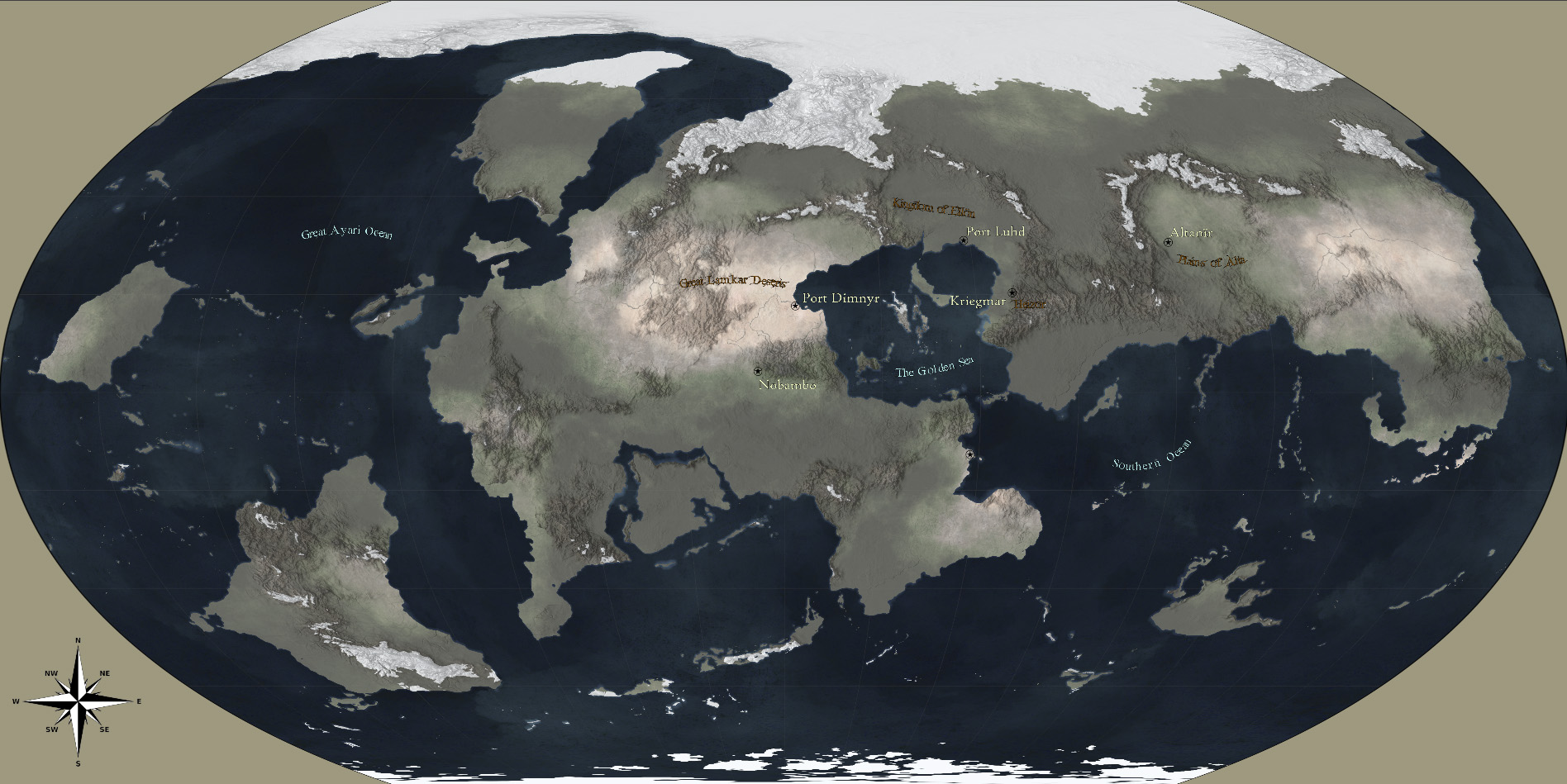 Sample world map, with different appearance settings